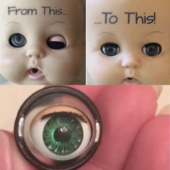 Wide Neck Doll Eye Swap Kit Green Sleep Eyes - Picture 1 of 4